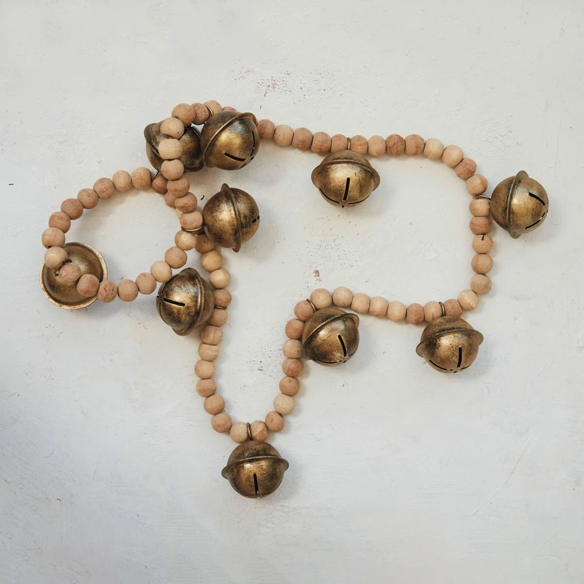 Wood Bead And Metal Bell Garland | Wayfair North America