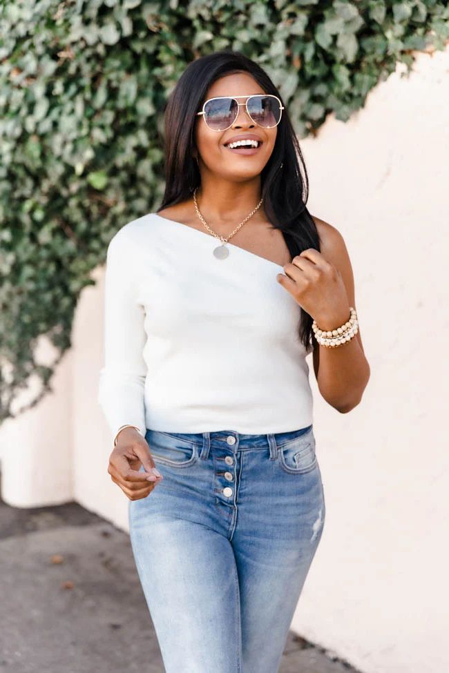 A Little Too Late Cropped White Sweater FINAL SALE | The Pink Lily Boutique