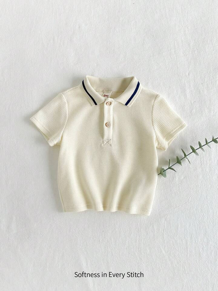Baby Boy Soft Knitted Polo Shirt With Half-Button Closure | SHEIN