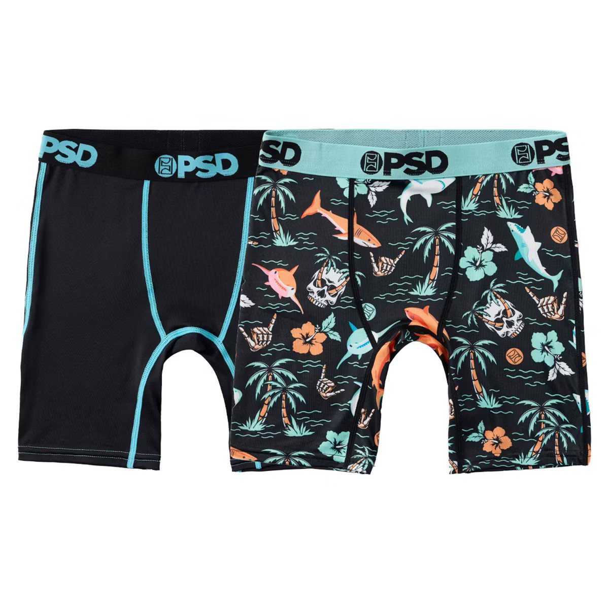PSD Boys' 2pk Jaw Some Printed Boxer Briefs - Blue/Black M | Target