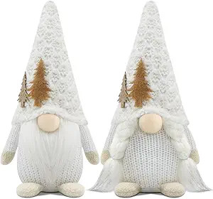 Set of 2 Christmas Gnomes Plush Xmas Winter Decorations Reindeer Handmade Elf Dwarf Figurines for... | Amazon (US)