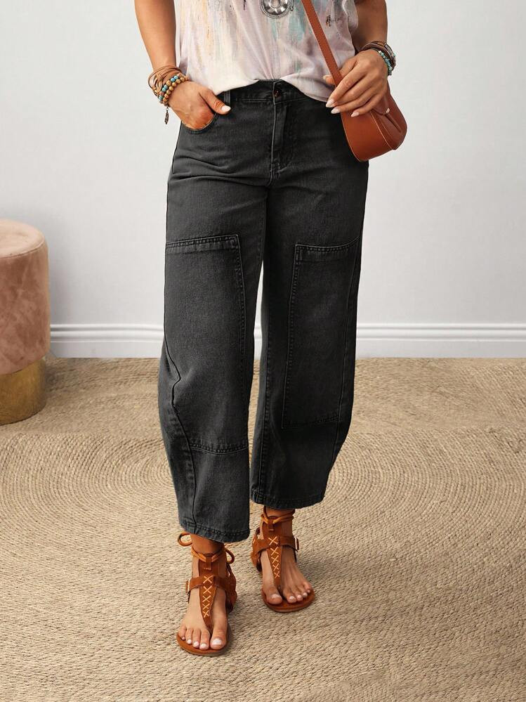 EMERY ROSE Women's Casual Washed Low Waist Cropped Jeans Loose Jeans Baggy Jeans Women Jeans Baggy Wide Leg Jeans Jeans Wide Leg | SHEIN