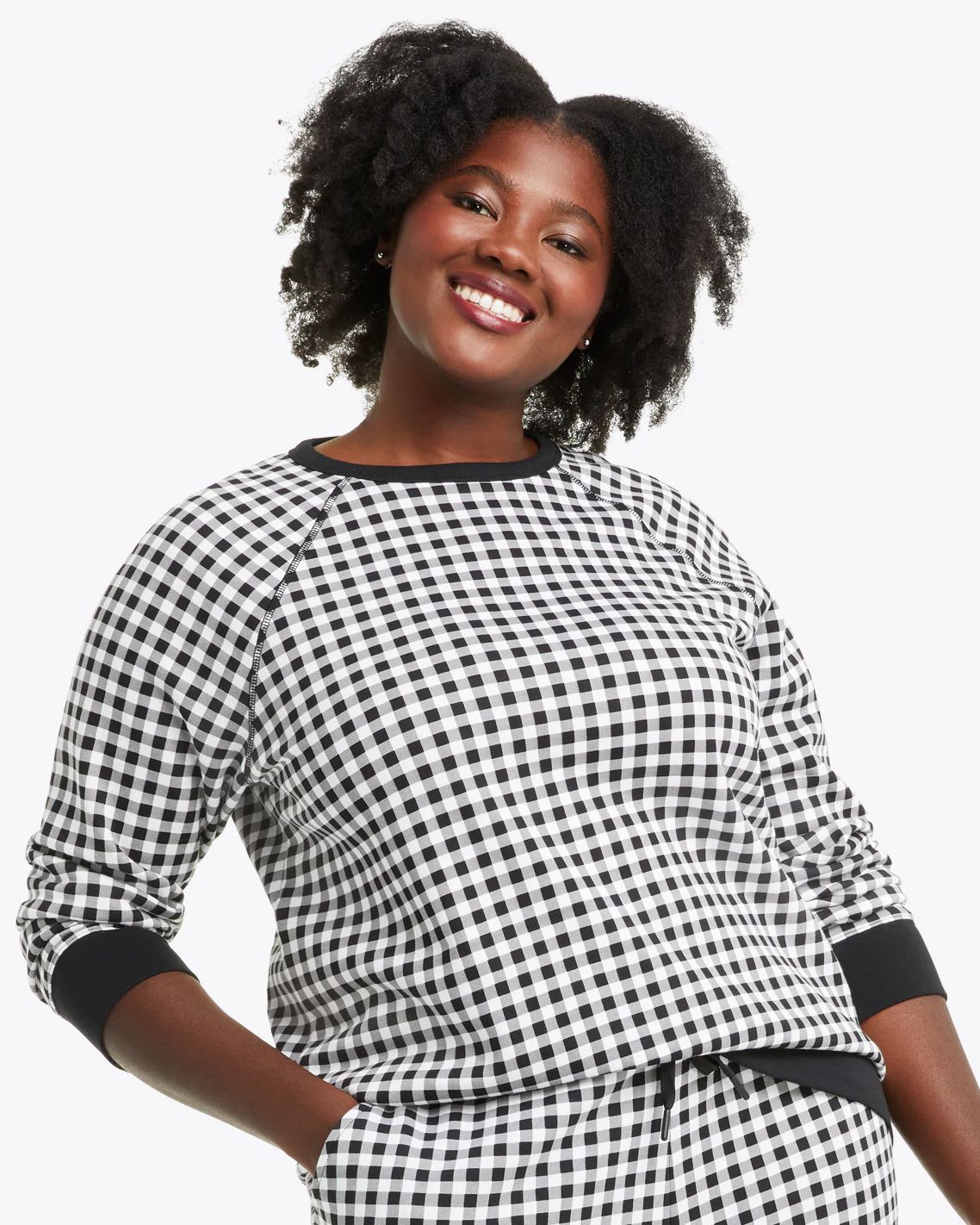 Natalie Sweatshirt in Black Gingham | Draper James (US)