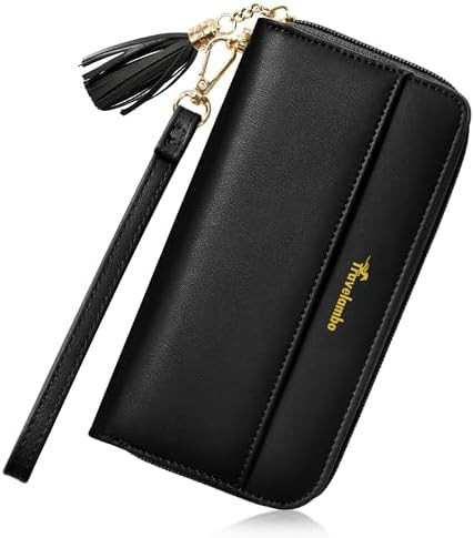 Travelambo Womens Wallet Tassel Bifold Ladies Cluth Wristlet Wrist strap Long Purse | Amazon (US)