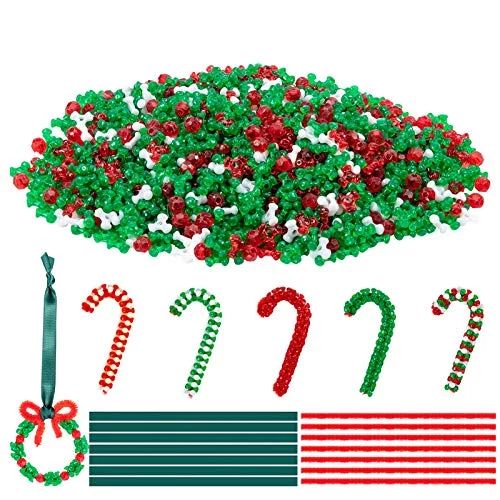 36 Pcs Christmas Beaded Ornament Kit- Christmas DIY Bead Xmas Party Craft Wreath Bead Candy Canes... | Walmart (US)