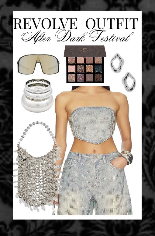 After Dark Festival but make it crystal cool ✨🩶
This rhinestone bandeau + matching shimmer denim is giving main-stage energy. I styled it with stacked silver cuffs, sculptural earrings, oversized shield sunnies, and a statement metallic bag for that icy, midnight-glam vibe.
It’s bold, reflective, and made for flashing lights + late-night sets 💿🌙
Everything is linked on my LTK 🤍 #AfterDarkFestival #RevolveStyle #FestivalGlam #SilverAesthetic #ConcertChic


#LTKootd #LTKgrwm #LTKSpringSale