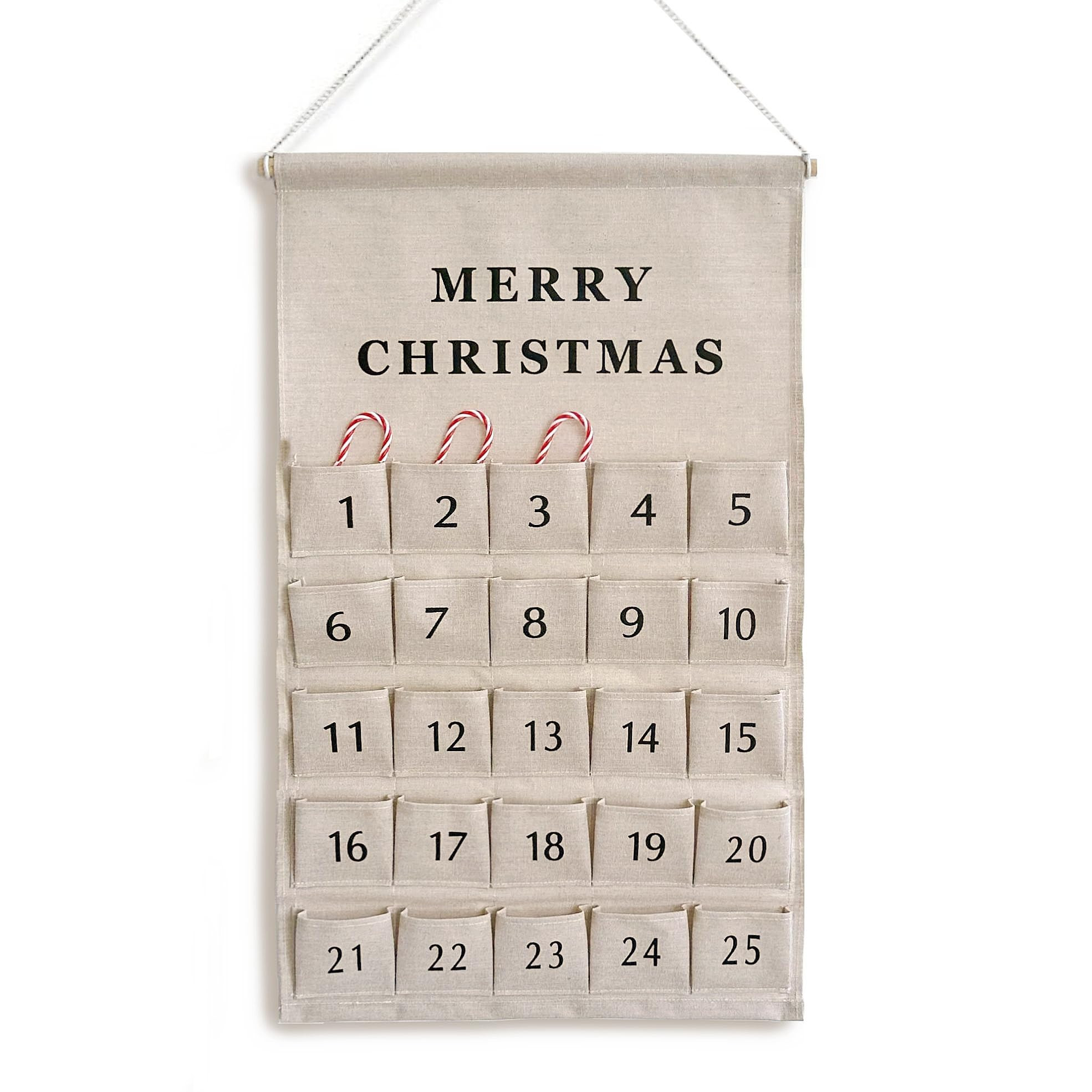 Christmas Countdown Advent Calendar with Pockets,Advent Calendars for Kids Chocolate & Candy,Countdown to Christmas Xmas Holiday Decorations,17x28 Inch (Beige) | Amazon (US)