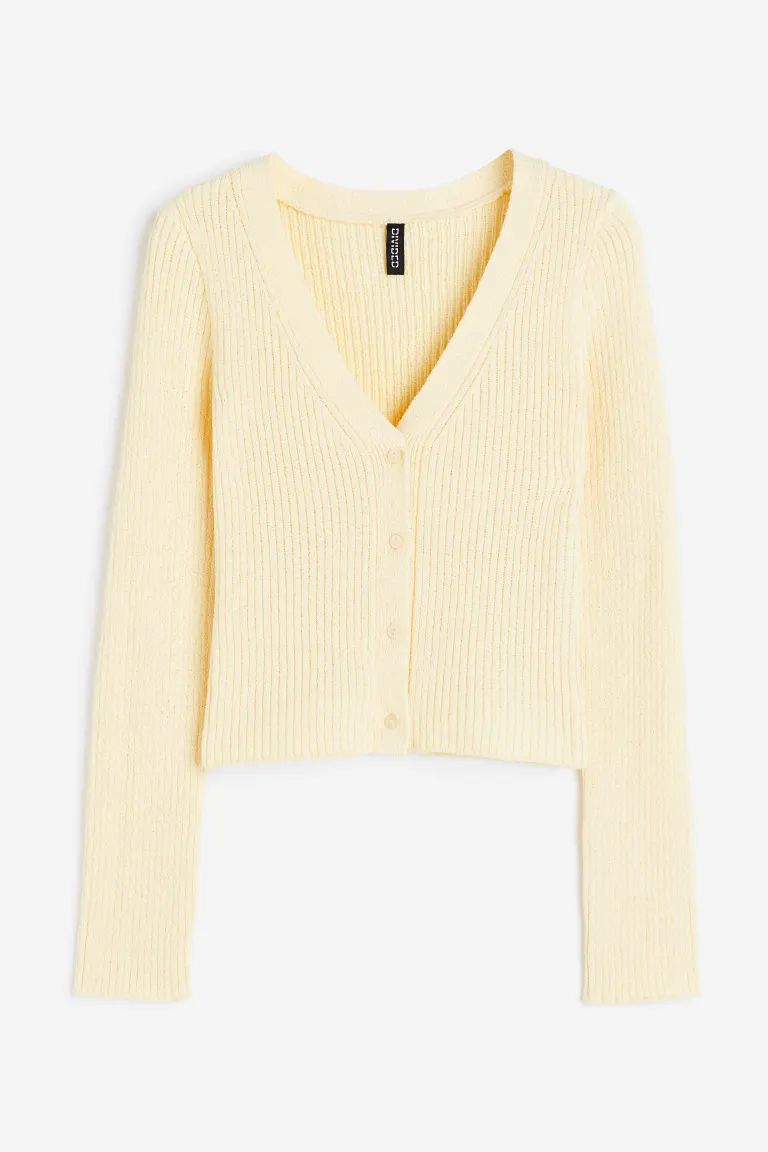 Rib-knit Cardigan - Light yellow - Ladies | H&M US | H&M (US + CA)