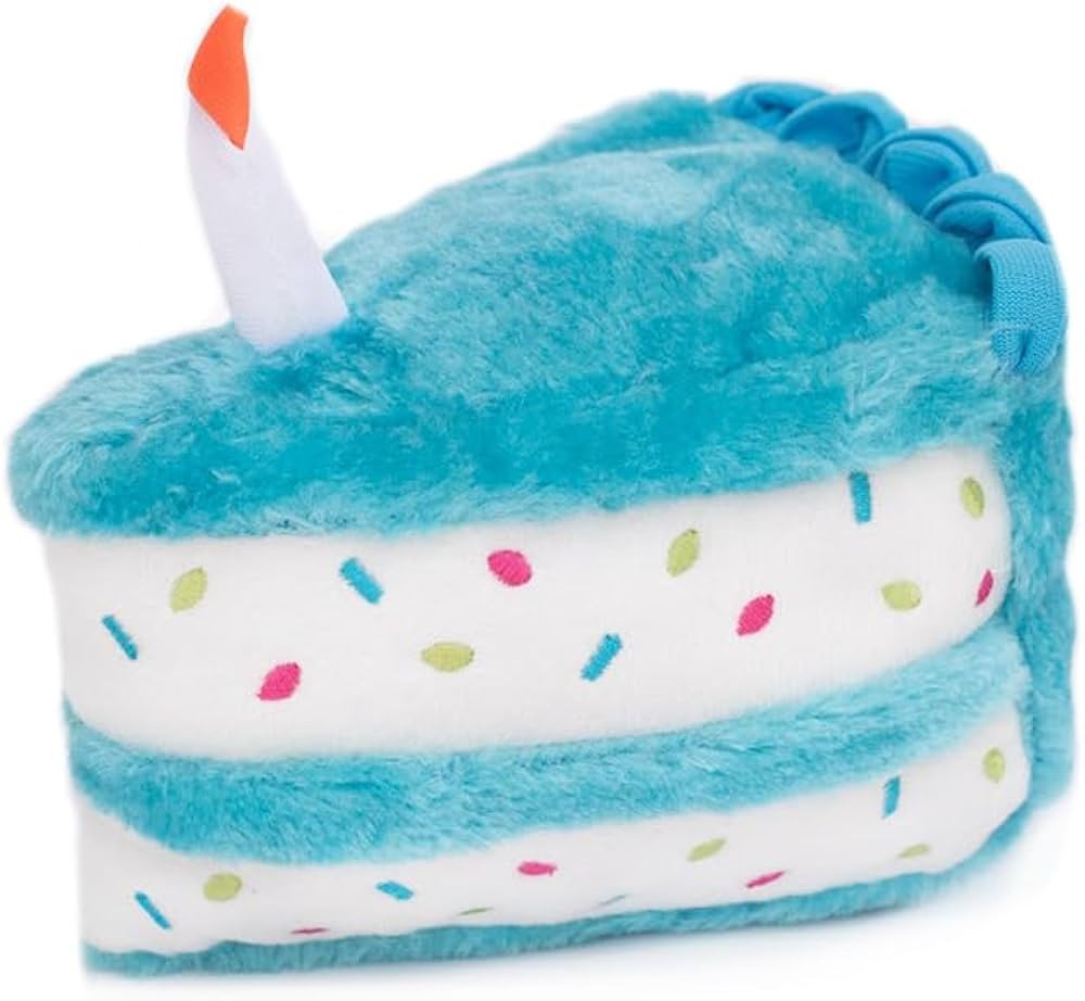 ZippyPaws Birthday Gifts for Dogs - Blue Birthday Cake Slice, Plush Squeaky Dog Toy, Dog Birthday... | Amazon (US)