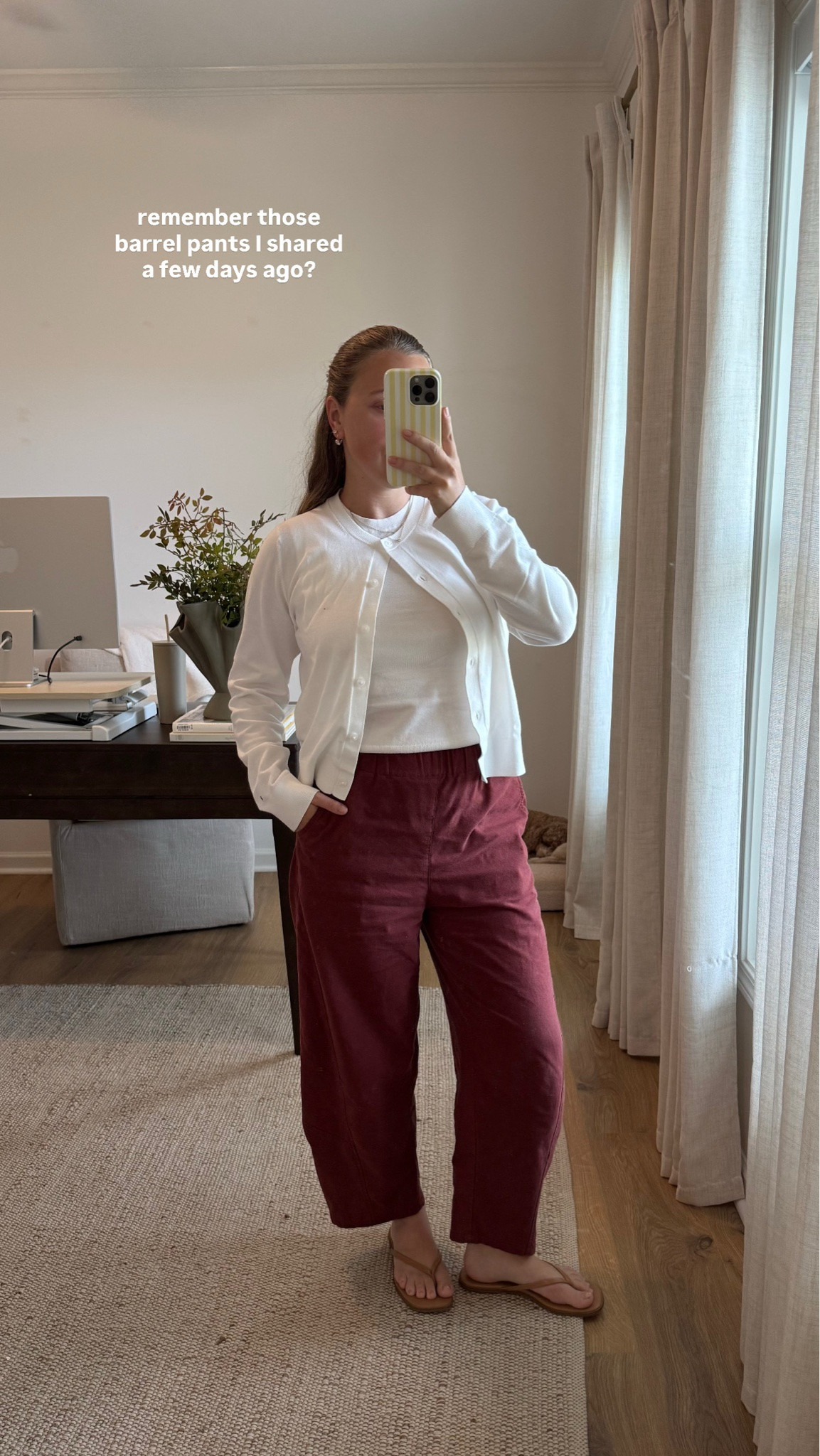 wearing a medium in the white cotton cardigan. small in the cotton knit tank. both are tommy hilfiger and amazing quality. pants are a cotton linen blend barrel style and I'm in a medium. 

 #LTKgrwm #LTKootd #LTKmomlife