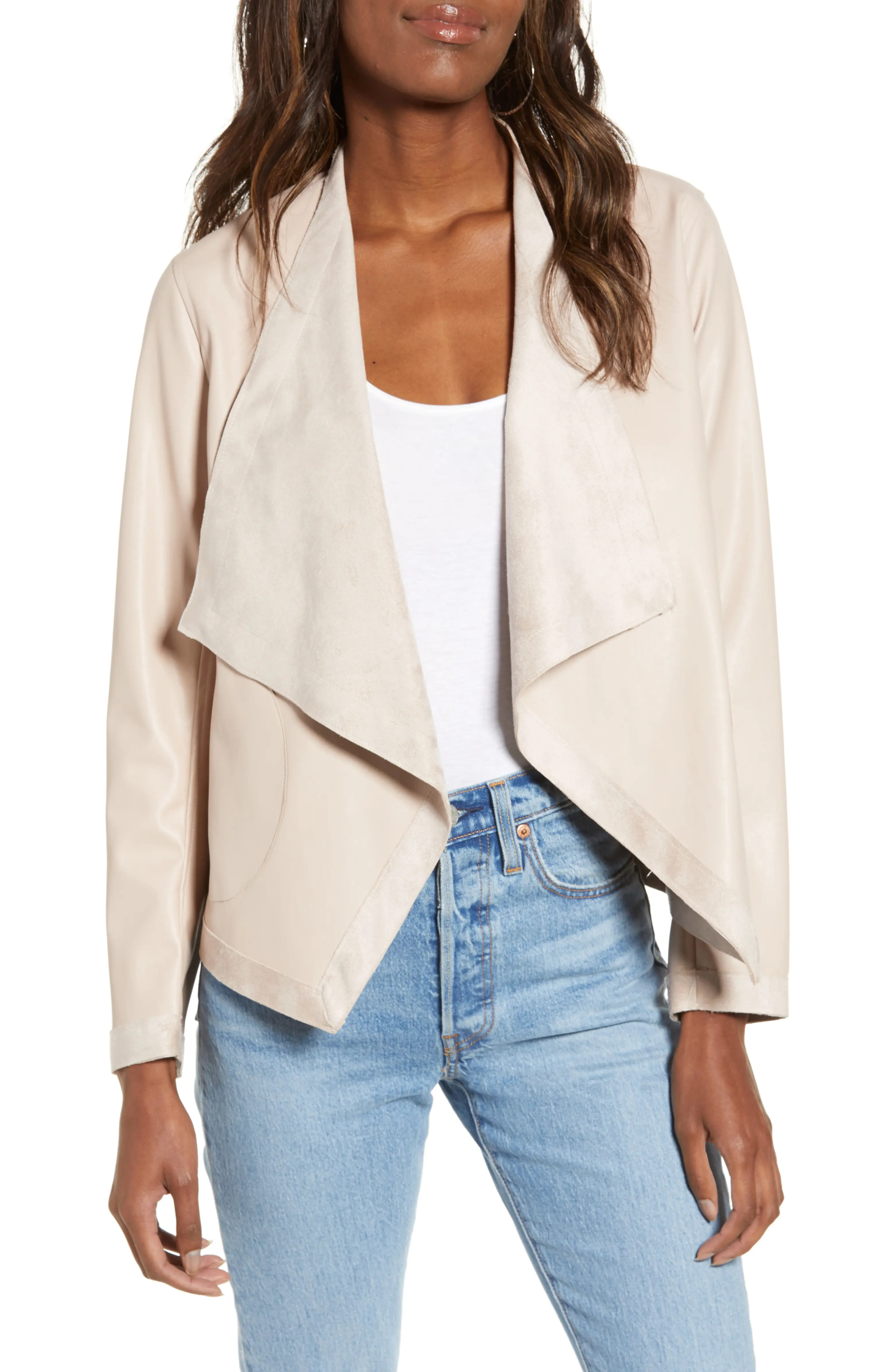 Teagan Reversible Faux Leather Drape Front Jacket | Nordstrom