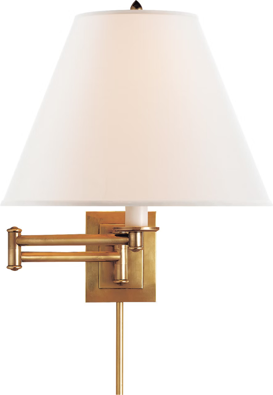 Primitive Swing Arm in Hand-Rubbed Antique Brass with Linen ShadeVisual Comfort | Visual Comfort