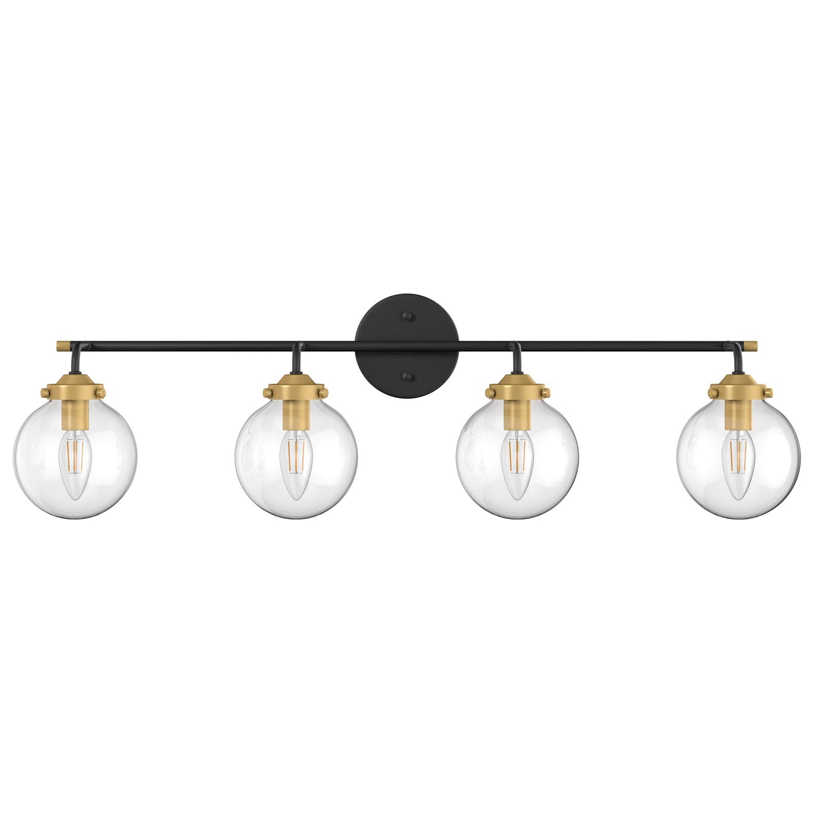 Ralbay Rustic Industrial Wall Light Fixture 4-Light Clear Glass Vintage Bathroom Vanity Lights Ov... | Amazon (US)