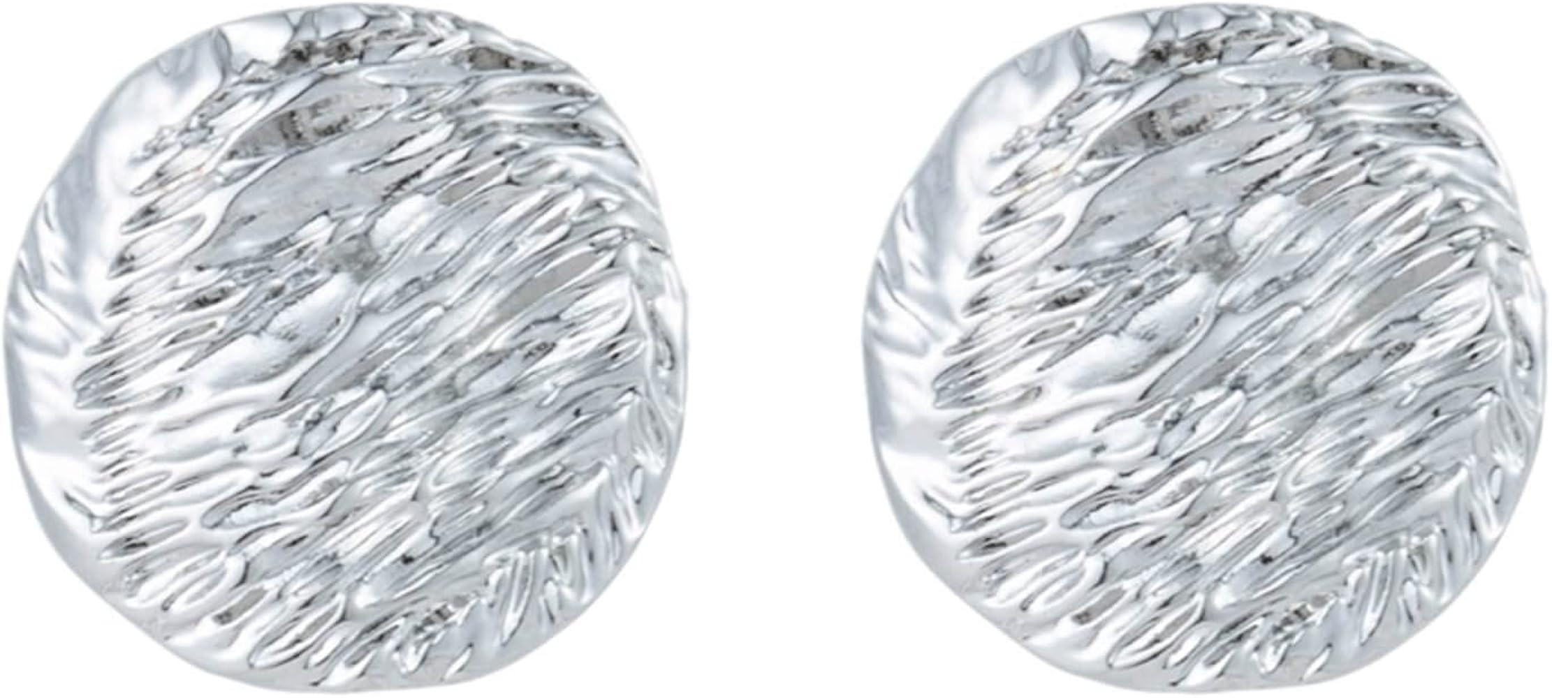 Women’s Round Coin Stud Earrings, Disc Button Ear Studs | Amazon (US)