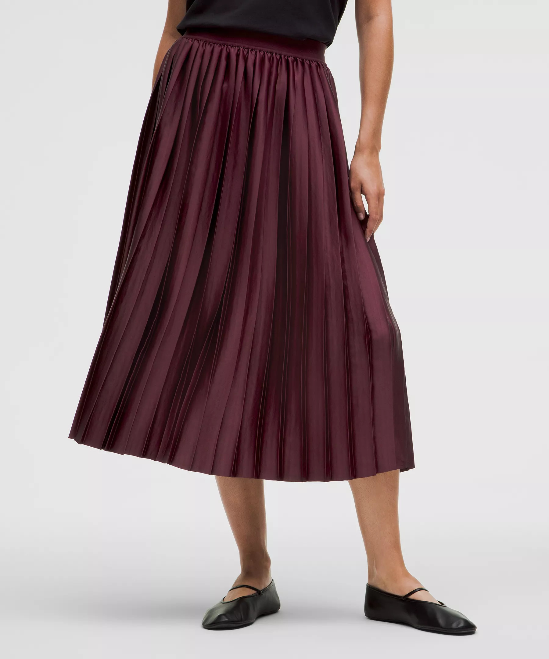 Satin Pleated Midi Skirt | lululemon (CA)