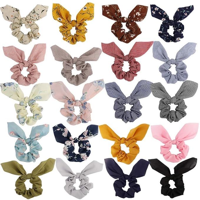 ACO-UINT 20 Pack Hair Scrunchies for Women, Adorable Chiffon Bow Scrunchies for Thick Hair, Bunny... | Amazon (US)