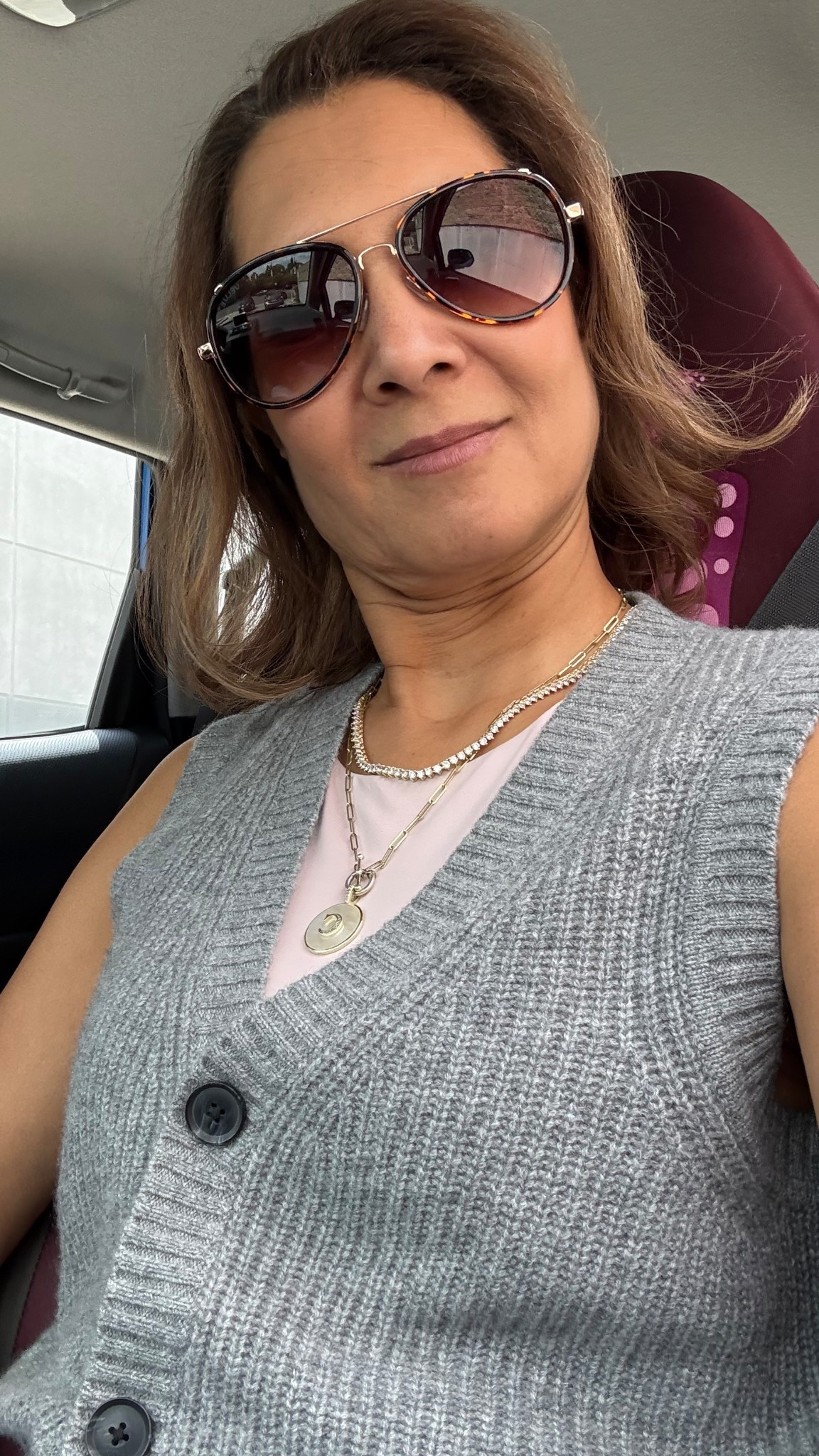 The sun is out after last week’s rain, and I’m appreciating the 100% UV protection on these aviator sunnies. My vest is a Quince find and oh so cozy. I layered it with a pink bodysuit, my favorite necklace stack from Melinda Maria, and a stylish pair of barrel jeans.  Tap to shop; follow for more affordable style.
#LTKmomlife

#LTKOver40 #LTKSeasonal #LTKU