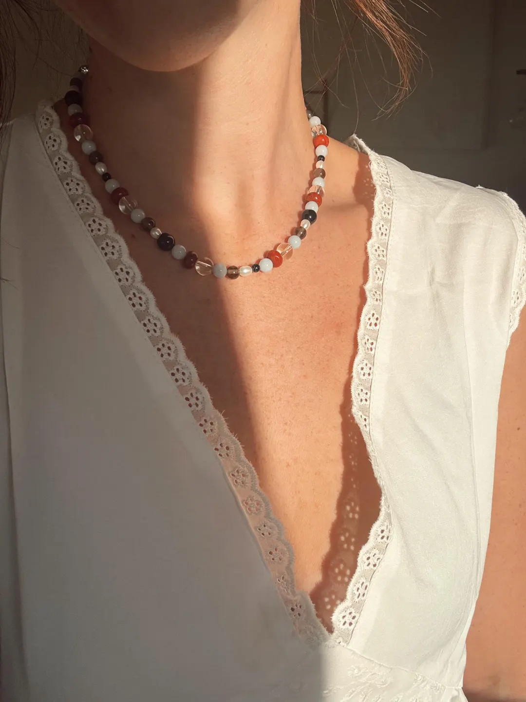 Gemini Necklace: Onyx, Aquamarine, Jasper, Quartz & Pearl | Etsy (US)