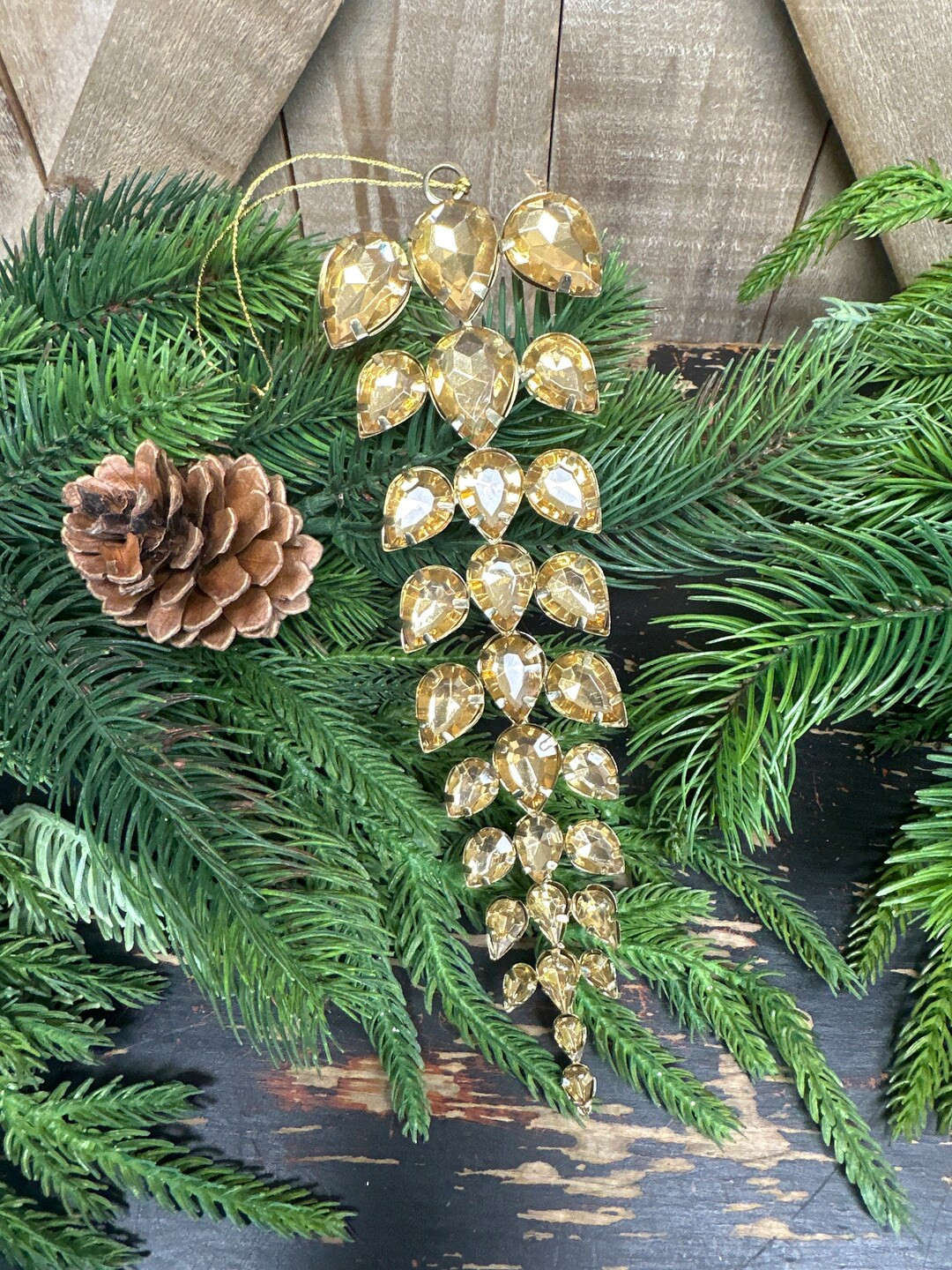 7.5 Inch, Gold Crystal Jeweled Drop Ornament, Christmas Decor, Tree Ornament, Wreath Attachment | Etsy (US)