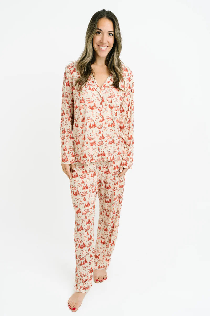 Classic Claus Women's Button Up Long Sleeve Set | Little One Shop Co