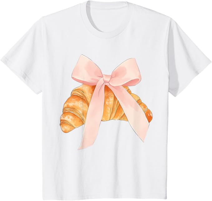 Coquette Pink Bow Croissant Cute Baking Baker Pastry Girl T-Shirt | Amazon (US)