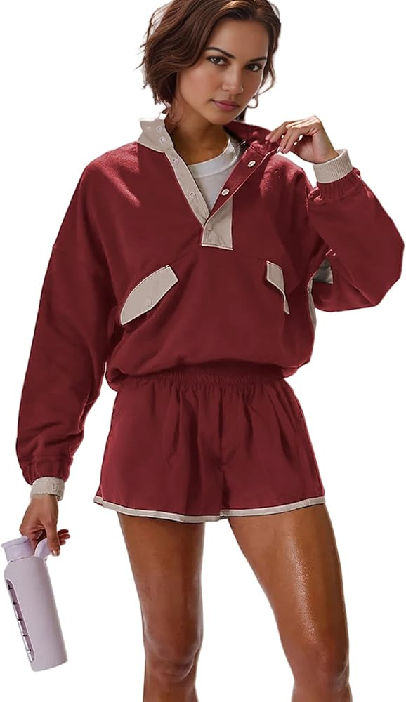 Women's Two Piece Short Sets Lounge Sweatsuits Long Sleeve | Amazon (US)