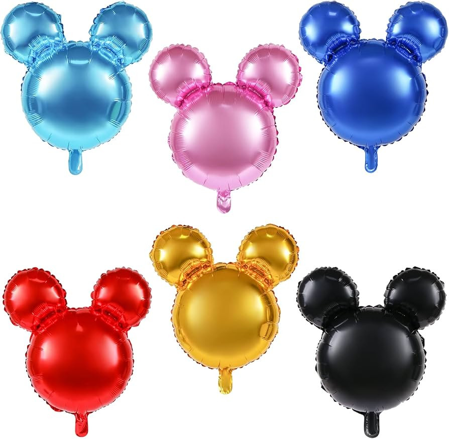 6 Pcs Mouse Head Balloons, 24'' Mouse Mylar Balloon Jumbo Mouse Head Aluminum Foil Balloons for B... | Amazon (US)