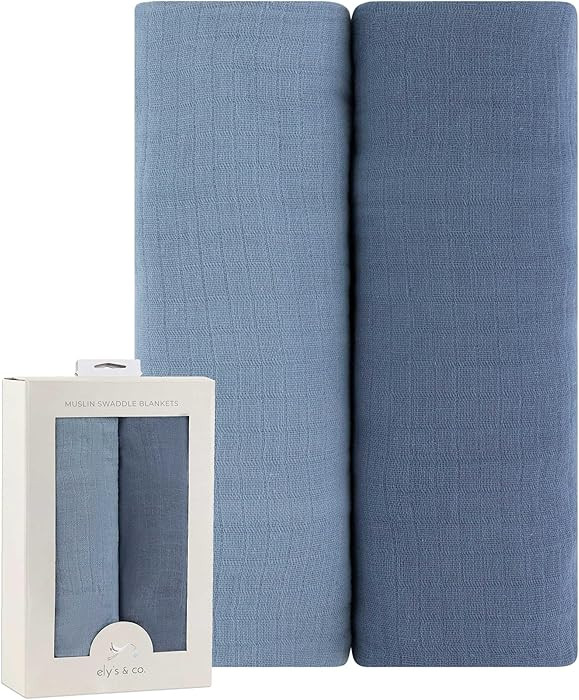 Ely's & Co. Cotton Muslin Swaddle Blanket 2-Pack for Baby Boy — 100% Cotton Muslin Extra-Large ... | Amazon (US)