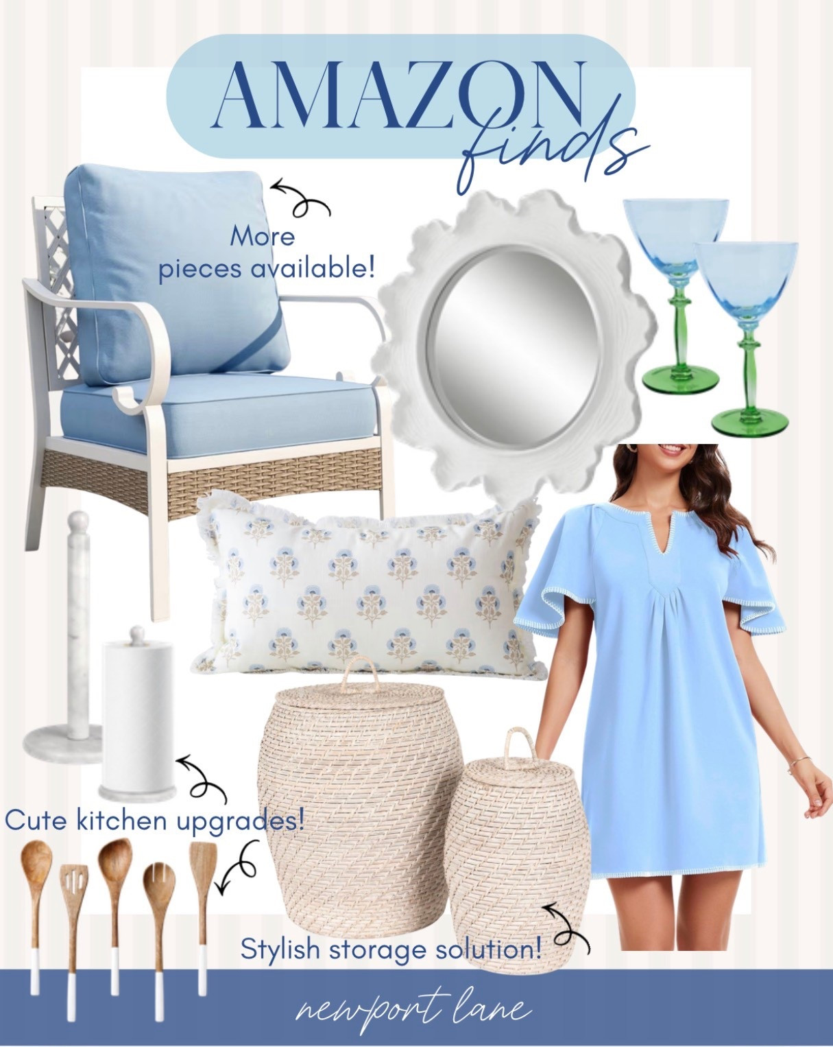 This blue and white Amazon finds collage is packed with my favorite coastal home decor and fashion pieces that bring fresh, beachy vibes to every room and your wardrobe. From blue and white accents for living spaces to stylish wardrobe staples, these curated finds make coastal style easy and affordable. 

#LTKHome #LTKU #LTKSaleAlert