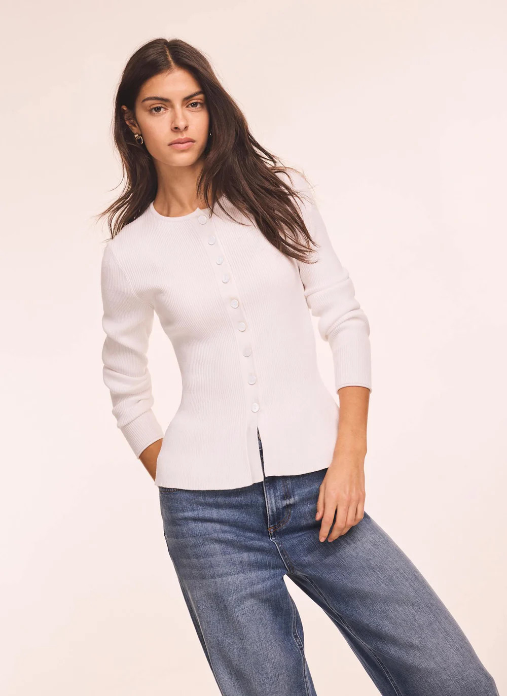 White Peplum Knit Cardigan | Mint Velvet