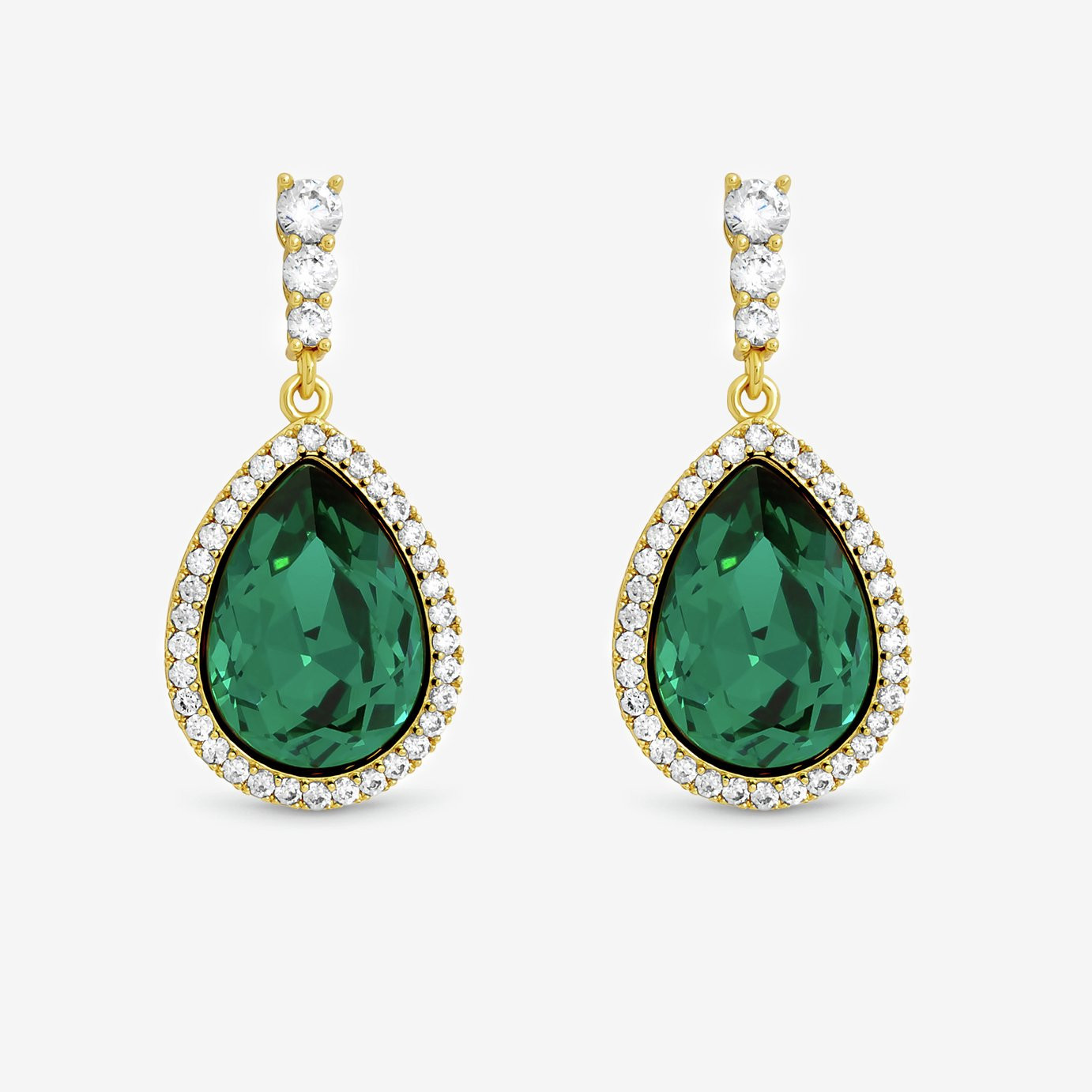 Jon Richard Gold Plated and Emerald Pear Drop Earrings | argos.co.uk