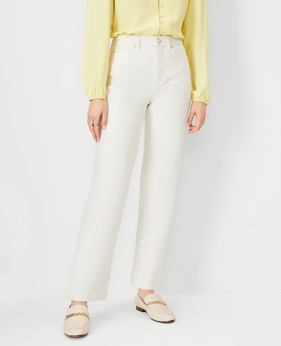 High Rise Straight Jeans in Ivory | Ann Taylor (US)