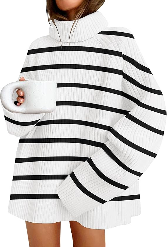 ZESICA Women's 2023 Winter Sweaters Oversized Turtleneck Long Sleeve Chunky Knitted Tunic Pullove... | Amazon (US)