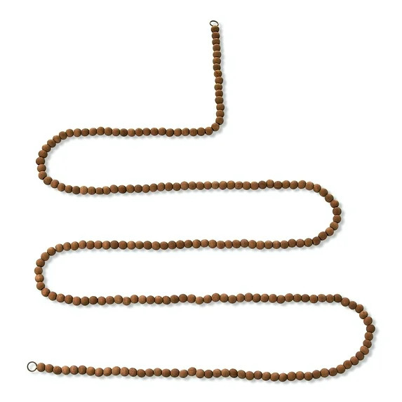 Round 14mm Wood Bead Christmas Garland, Brown, 9', by Holiday Time | Walmart (US)