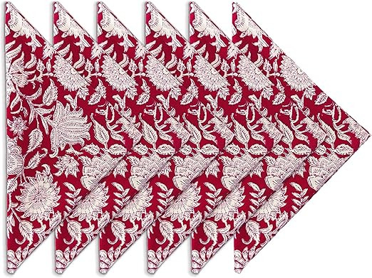Cotton Print Napkins 18x18 inches - Washable Cloth Dinner Napkins Set of 6 - Everyday Use or Dinn... | Amazon (US)