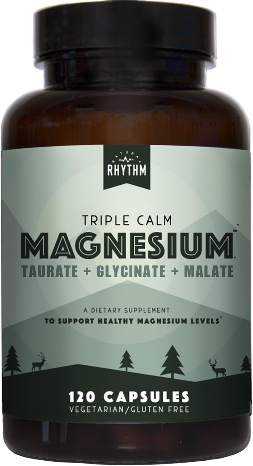 Natural Rhythm Triple Calm Magnesium Complex - 120 Capsules, Chelated Magnesium Glycinate, Taurat... | Amazon (US)