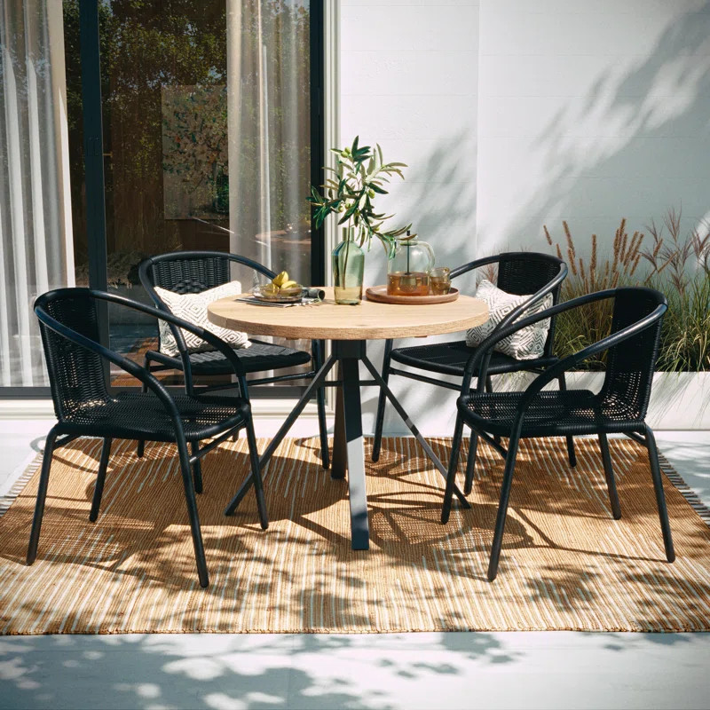 Arthor Rattan Indoor/Outdoor Stacking Restaurant Chairs (Set of 4) | Wayfair North America