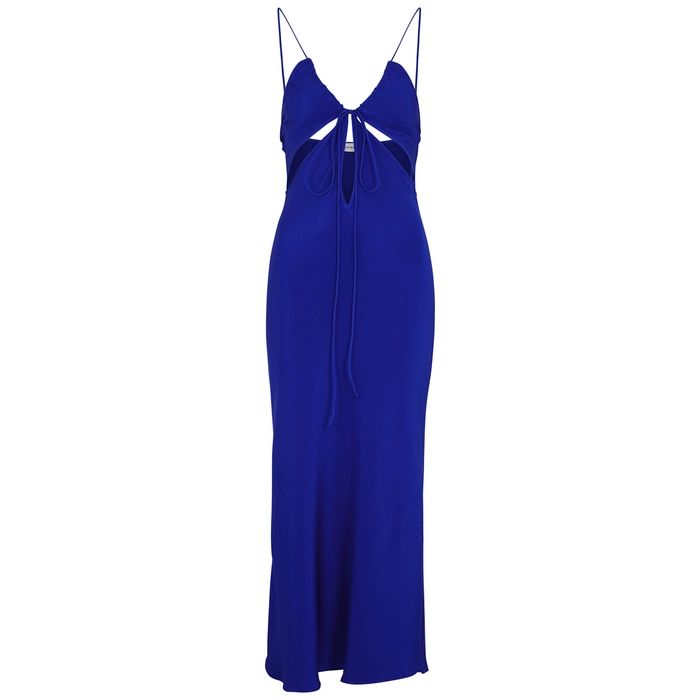 Christopher Esber Triquetra Blue Cut-out Silk-satin Dress | Harvey Nichols (Global)