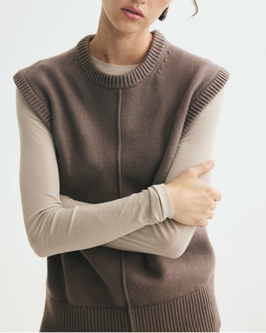 Taupe sweater vest

#LTKSeasonal