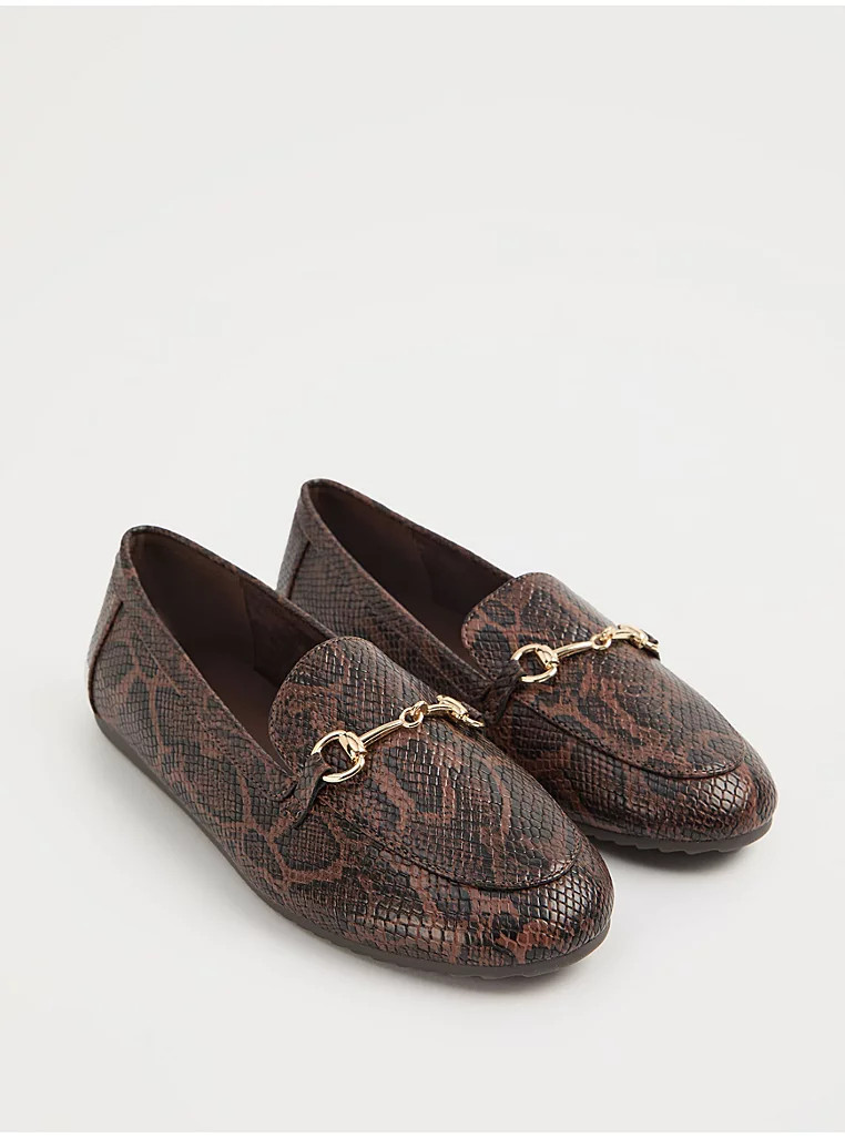 Brown Snakeskin Buckle Comfort Loafer | George