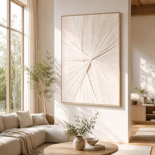 Artists' Handicraft, Large 3D Fabric Hand Painted Framed Wall Art, Minimalist Modern Luxury Artwo... | Amazon (US)