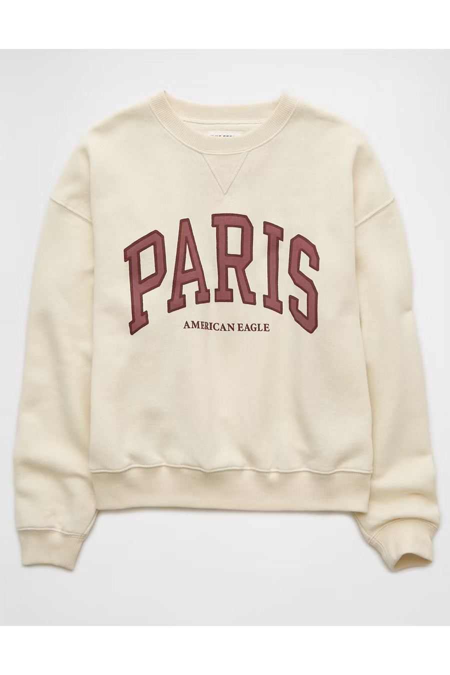 AE Relaxed Crew Neck Sweatshirt Women's Cappuccino L | American Eagle Outfitters (US & CA)