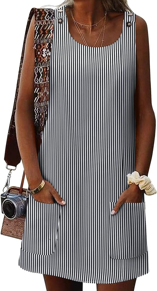 Zeagoo Summer Dress for Women Sleeveless Tank Dress with Pockets Casual Short A Line Dress Crewne... | Amazon (US)