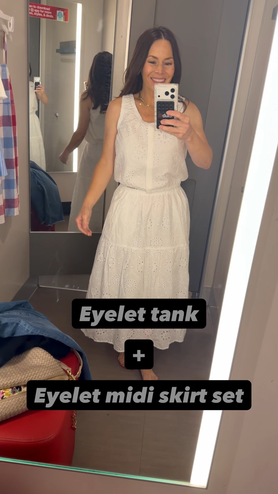 On hanger VS on me (47yrs old). How things look in the hanger may not look as good on- or maybe it looks better! Trying summer styles: white eyelet tank and midi skirt set; yellow peplum tank with white denim shorts; white cropped tee and brown gauze wide leg pants; eyelet tank and Levi denim shorts; faded red, white and blue striped linen button down with white denim shorts. Summer relaxed style for vacation or casual days. I'm wearing XS and am 5'2"

#LTKOver40 #LTKMidsize #LTKPetite