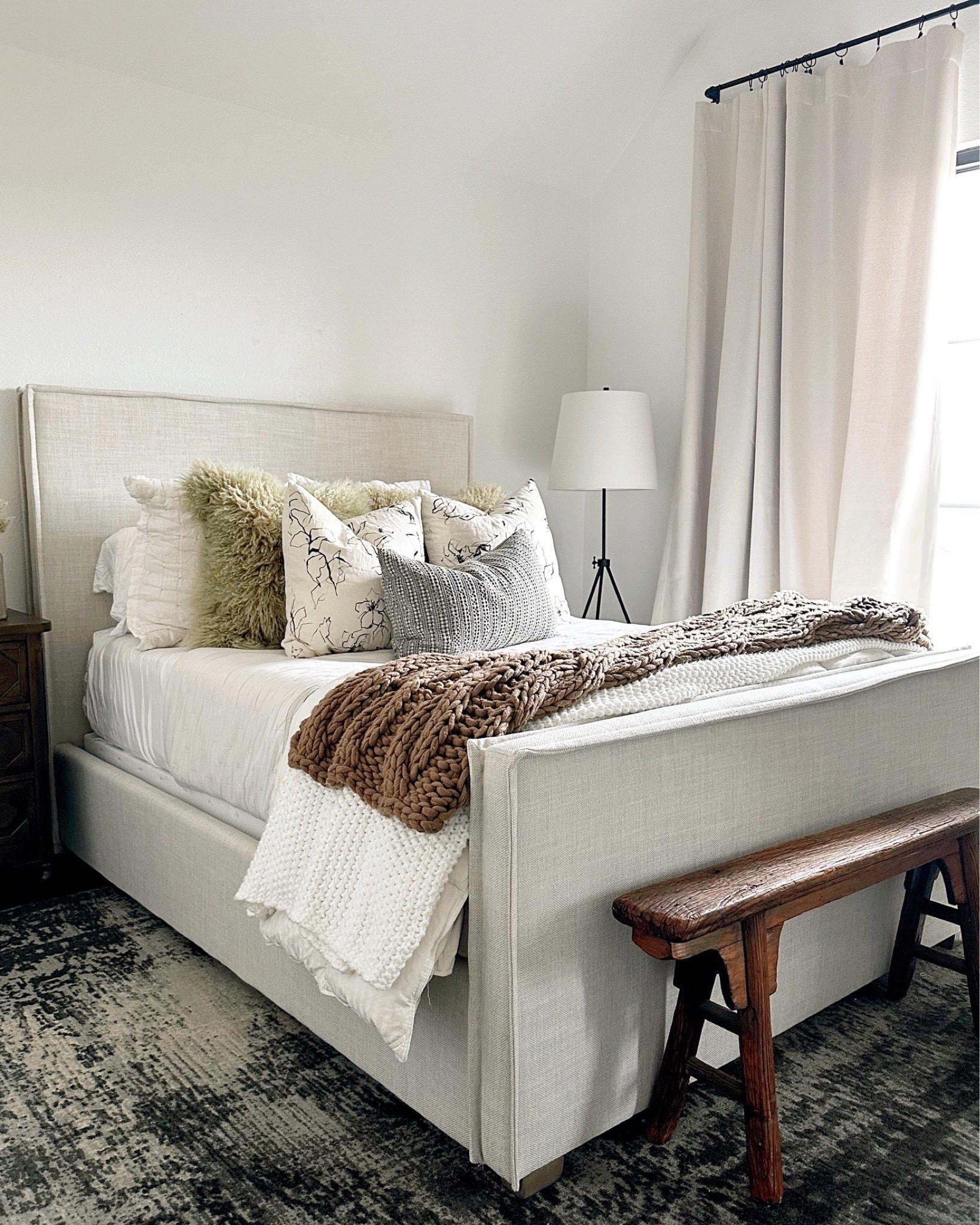 Queen size fabric headboard footboard bed on sale now

#LTKOver40 #LTKHome #LTKSaleAlert