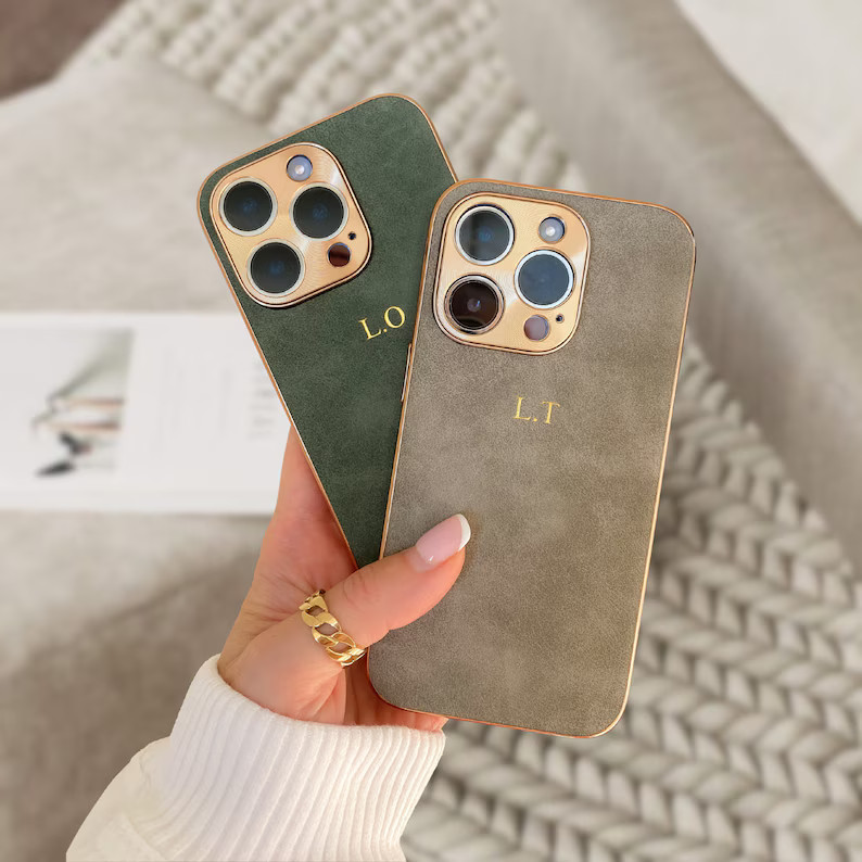 Personalized Suede Case for iPhone 16 Pro iPhone 15 Phone Case Initials Engraving/ Monogram Engra... | Etsy (US)