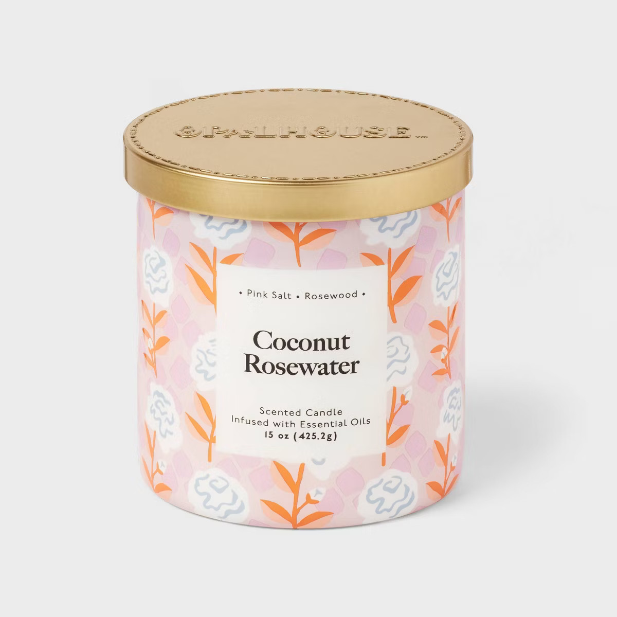 2-Wick 15oz Glass Jar Candle with Patterned Sleeve Coconut Rosewater - Opalhouse™ | Target