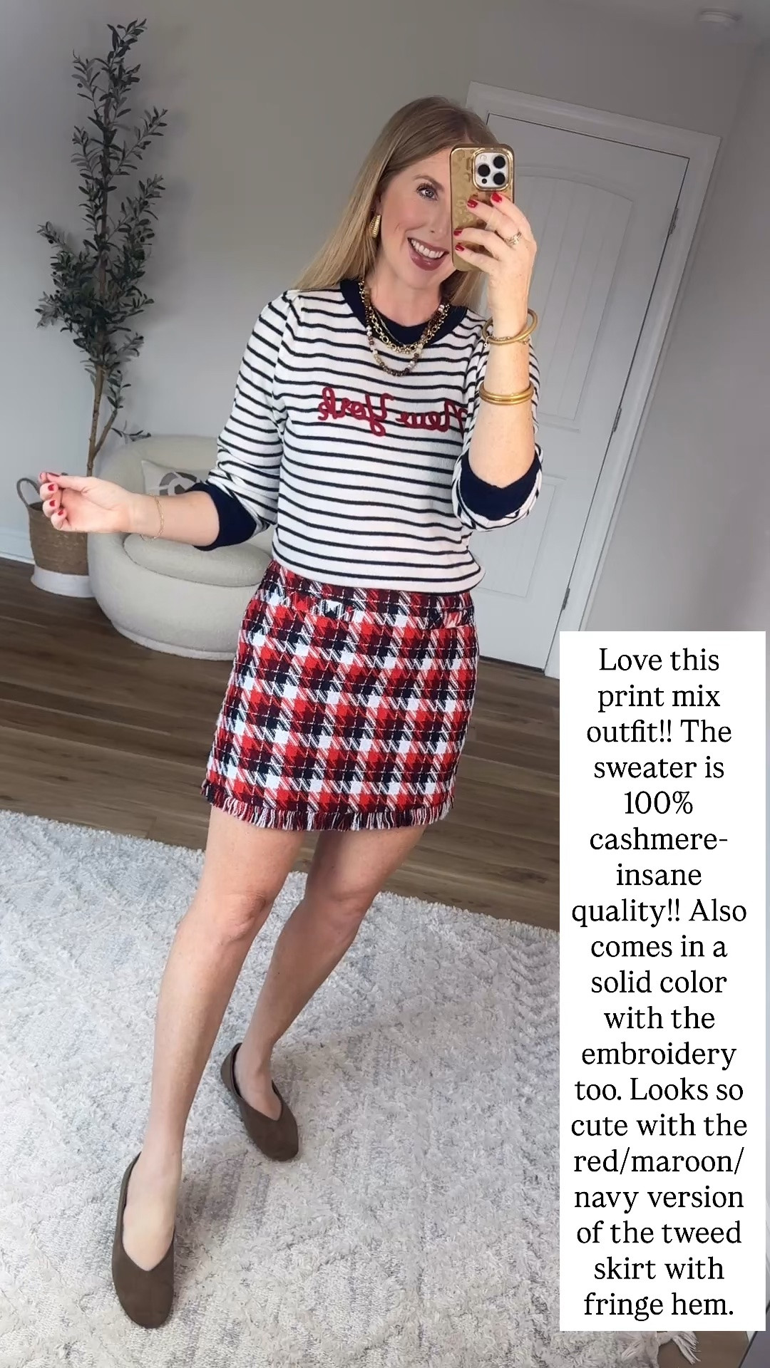 Walmart fashion, Walmart try on, free assembly, cashmere sweater, tweed skirt

#LTKootd