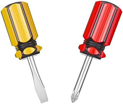 Buspoll Short Screwdriver Set: Two-Color Small Handle Stubby Screwdriver - Phillips & Flat Head | Amazon (US)
