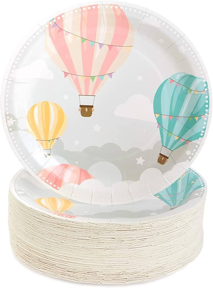 Sparkle and Bash Baby Hot Air Balloon Plates for baby Shower (9 in, 80 Pack) | Amazon (US)
